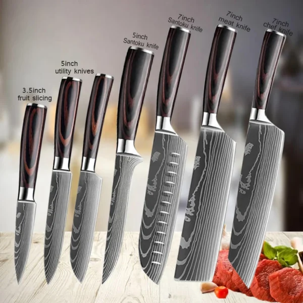 Professional Kitchen Knife Japanese Santoku Cleaver Slicing Knife Stainless Steel Boning Knife Butcher Cleaver Knife