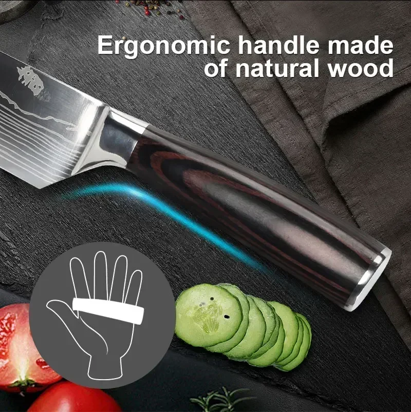 Professional Kitchen Knife Japanese Santoku Cleaver Slicing Knife Stainless Steel Boning Knife Butcher Cleaver Knife 4