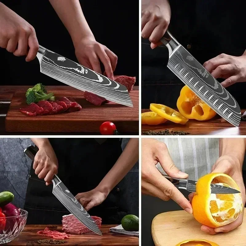 Professional Kitchen Knife Japanese Santoku Cleaver Slicing Knife Stainless Steel Boning Knife Butcher Cleaver Knife 5